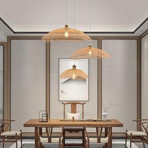 โคมไฟระย้าไม้ไผ่รูปวงรี E27 ไฟ LED สำหรับห้องน้ำชา ห้องนอน ห้องรับประทานอาหาร โรงแรม เกสต์เฮาส์ โคมไฟตกแต่ง - Product Image 3