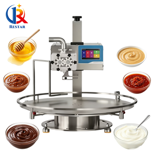 <span class=keywords><strong>Machine</strong></span> de remplissage quantitative à table rotative, contrôlée par écran tactile, <span class=keywords><strong>pour</strong></span> liquides à haute viscosité (miel, yaourt, ketchup) - Product Image 1