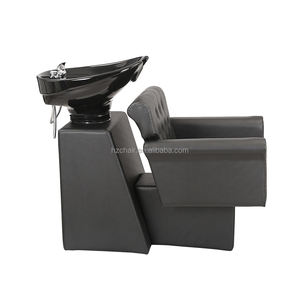 Chaise de lit <span class=keywords><strong>avec</strong></span> shampoing et cuir synthétique noir pour les salons de coiffure et de beauté et les salons de coiffure - Product Image 5