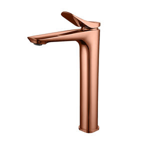 Simple Modern Style High Basin Faucet Brass Hot and Cold Countertop Basin Mixer Single Hole Chrome Gray Faucet - Product Image 5