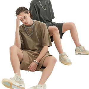 Difan เสื้อยืดผู้ชายไซส์ใหญ่วินเทจแอซิด-ผ้าฝ้ายนุ่ม, ไม่มีแท็ก, ดำ/เทา, 250GSM - Product Image 4