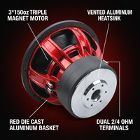 Subwoofer de voiture SDV15 15 pouces 6000W, triple aimant 3*150oz, bobine vocale 4 pouces, double 2/4 ohms, compétition SPL, basses monstrueuses 12 15 18