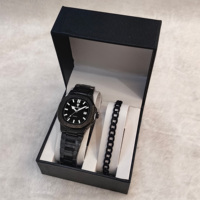 Montre pour homme Gohuos 8803 en quartz noir-rose + bracelet + boîte, ensemble de luxe 2 pièces, tendances de la mode actuelles, cadeaux pour hommes