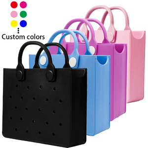 Bolsos <span class=keywords><strong>de</strong></span> mano <span class=keywords><strong>de</strong></span> EVA impermeables <span class=keywords><strong>de</strong></span> nuevo diseño al por mayor, bolsos tote perforados DIY coloridos con correa para el hombro para mujer, a granel - Product Image 4