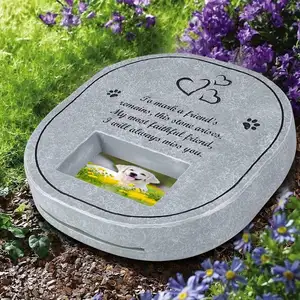 Pedra memorial para animais de estimação, pedra de tombstone memorial com moldura à prova d'água, memorial para perda de cão ou gato