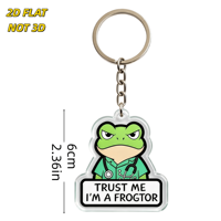 Porte-clés en acrylique 'Trust Me, I'm a Frogtor' : Grenouille grincheuse en blouse médicale avec stéthoscope, breloque transparente double face, accessoire animalier
