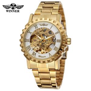 Orologio da Polso Meccanico Automatico da <span class=keywords><strong>Uomo</strong></span> T-Winner con Drago Dorato, Numeri Romani e Quadrante Scheletrato - Product Image 6
