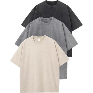 FOXA Paquete de 3 Camisetas Extra Grandes para Hombre, Lavadas al Ácido, de Corte Holgado, Manga Corta, Estilo Casual Urbano, Básicas - Product Image 1