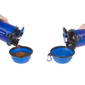 Produttore all'ingrosso 2-in-1 portatile Dispenser da viaggio multifunzionale cane bottiglia di acqua Silicone pieghevole ciotole durevoli - Product Image 3