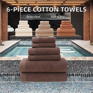 Ensemble de 6 serviettes de bain 100 % coton, motif floral, doux, absorbant, séchage rapide, luxe, pour spa, hôtel, maison, haute qualité, vente en gros - Product Image 2