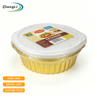 Boîte alimentaire en aluminium doré, compatible micro-ondes, avec étiquettes personnalisées, thermoscellée pour la restauration