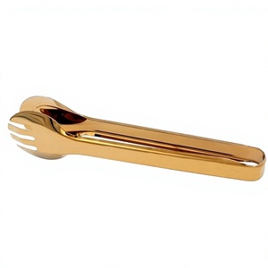 Stainless Steel Gold Noodle <b>Tongs</b> 9 Inch Pasta <b>Tongs</b> with Scalloped Edges Heat Resistant <b>Serving</b> <b>Tongs</b> for Spaghetti - Product Image 1