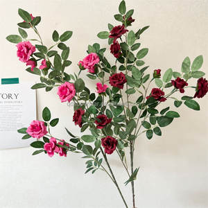 E-676 Vente en gros de roses artificielles à tiges longues multi-têtes, petites roses, fleurs artificielles, buisson - Product Image 2