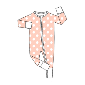 Précommande Combinaison Bébé Fille Personnalisée OEM Automne à Pois Manches Longues Douce Extensible avec Fermeture Éclair - Product Image 5