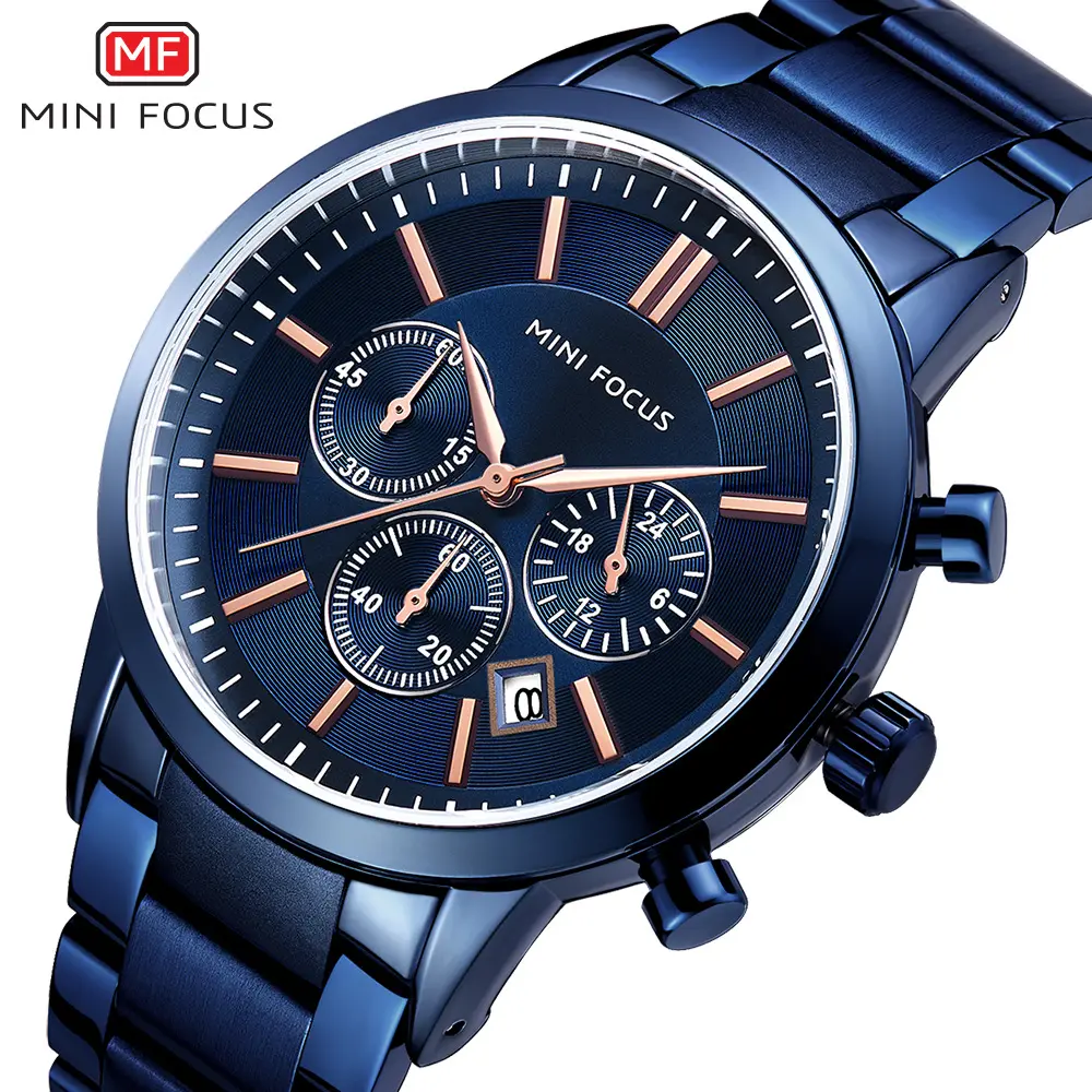 2023 Nieuwe Mini Focus Horloge 0188 Luxe Roestvrij Staal Chronograaf Quartz Mannen Polshorloge Custom Logo Relojes Hombre Man Horloges