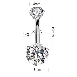 Piercing all'Ombelico in Acciaio Inossidabile 316L con 3 Punte Rotonde in Zirconia Cubica, Filettatura Interna, Gioiello alla Moda, Regalo di Nozze - Product Image 4