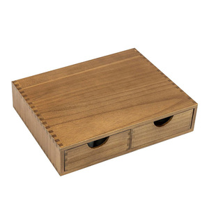 Acacia <b>Wood</b> Storage Box With Drawers Rectangle <b>Solid</b> <b>Wood</b> <b>Desk</b> Organizer Kitchen Cabinet Organizer Durable - Product Image 5