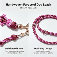 Correa de Perro de Lujo Tejida a Mano, Paracord de Color Personalizable, Doble Gancho Ajustable, para Perros Pequeños/Medianos/Grandes, Suave y Duradera