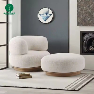 Moontree krem kumaş şezlong oturma odası küçük yatak sandalye koltuk Modern tembel beyaz buklet eğrisi tekli koltuk - Product Image 5