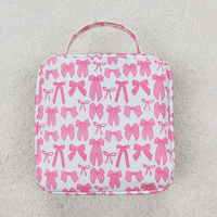 Sac à dos pour filles avec motif nœud rose, ensemble boîte à lunch assortie, style boutique, sacs à dos d'étudiant à fermeture éclair, vente en gros