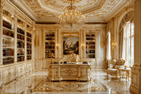 Service de design d'intérieur de chambre à coucher haut de gamme, accents dorés classiques modernes, meubles personnalisés, solution de dressing, service de mise en scène 3D