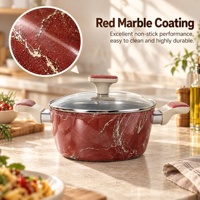 Ensemble de casseroles en aluminium antiadhésif effet marbre rouge, 9 pièces, compatible lave-vaisselle, écologique, pour grossistes, commande en gros, OEM ODM