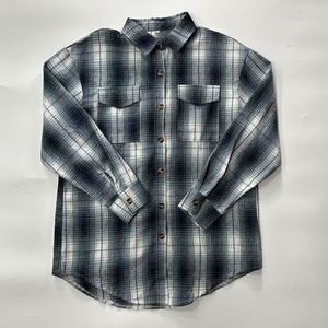 사용자 정의 남자의 복고풍 가을 겨울 격자 무늬 셔츠 폴리에스터 긴팔 버튼 스마트 캐주얼 두꺼운 블랙 화이트 플란넬 셔츠 - Product Image 3