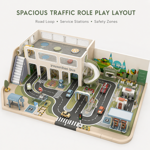 Ciudad de Juego de Roles de Tráfico Vial Personalizada con Mini Carreteras, Semáforos, Gasolinera y Taller de Servicio para Niños, Cafeterías y Centros Comerciales - Product Image 4