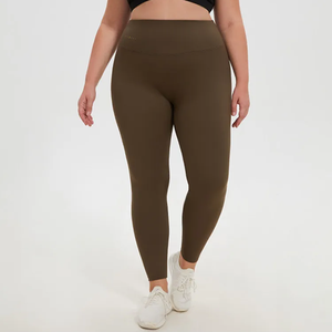 High Waist Full Length <b>Leggings</b> Solid Color Stretch Breathable Knitted Sporty Women's <b>Leggings</b> All Seasons - Product Image 3