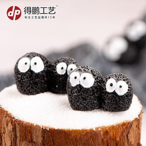 Adornos de resina con musgo para micropaisajes, dos cerditos negros unidos, pintados a mano, decoración de jardín independiente - Product Image 5