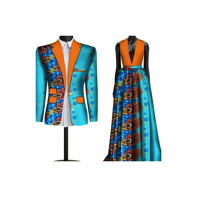 Милое Африканское платье Дашики для влюбленных, макси африканские платья и мужские костюмы блейзера больших размеров WYQ79