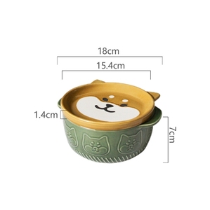 Bol à nouilles japonais Shiba Inu Bubble de dessin animé, bol domestique à double <span class=keywords><strong>oreille</strong></span> en céramique, grande capacité - Product Image 4
