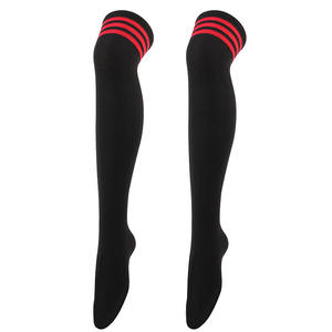 TEEMERRYCA S007, calcetines hasta el muslo para <span class=keywords><strong>mujer</strong></span>, medias a rayas por encima de la rodilla, medias finas, medias largas, medias deportivas, calentadores de piernas informales - Product Image 4