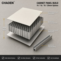 Portes sur mesure de conception professionnelle, meubles de cuisine en bois massif et aluminium avec îlot central