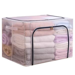 Caja de almacenamiento transparente plegable, rectangular, de gran capacidad, impermeable, con tapa, organizador de ropa, gris oscuro, azul oscuro, raíz de loto - Product Image 5