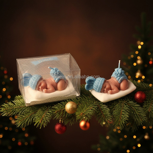 Cadeaux populaires pour mariage, souvenirs personnalisés avec logo, <span class=keywords><strong>bougie</strong></span> en forme de bébé endormi de couleur bleue pour cadeaux de fête de naissance - Product Image 2