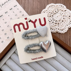 Stile coreano in argento dolce forcina con fiocco per ragazze in tessuto forcina per bambini - Product Image 5