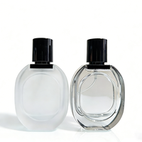 Flacon de parfum ovale transparent personnalisé 30ml 50ml avec bouchon à vis et boîte estampée à chaud pour usage hôtelier, sérum de soin de la peau, MOQ 100 pièces, prix bas