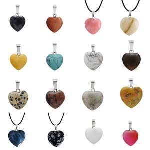 47 perles de chakra de guérison multicolores pierre précieuse opale oeil de tigre cristal quartz pierre précieuse amour coeur forme pierre pendentif collier - Product Image 3