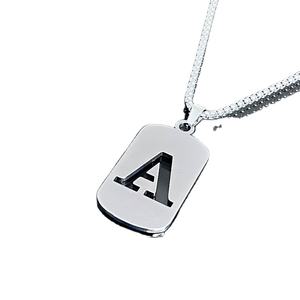 2024时尚镂空首字母姓名项链银不锈钢26字母吊坠项链男女饰品 - Product Image 1