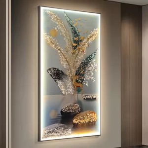 Wholesale Bulk Order Modern Luxury Crystal <strong>Canvas</strong> Still Life <strong>Digital</strong> Printing Remote Control LED <strong>Lighting</strong> Wall Art Hanging - Product Image 4