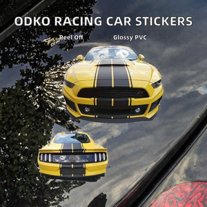 Pegatinas para coche de PVC de alto brillo de 2 mil, adhesivas removibles, estilo línea paralela de moda, accesorios de carreras, para modificación de capó y carrocería - Product Image 2