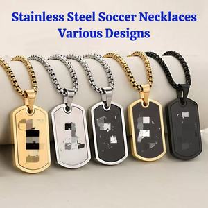 Collares Deportivos de Metal Chapados en Oro al por Mayor, Collares de Acero Inoxidable para Hombre, Estilo Jugador de Fútbol, Placa de Identificación, Collares de Acero de Titanio - Product Image 1