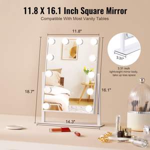 Hollywood Style Desktop Vanity Makeup <b>Mirror</b> With Lights, 5X Magnification, Foldable, Silver Frame, Plastic, 30 x 41 Cm, Lighted - Product Image 6