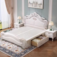 Nouveau vente en gros de lit en bois classique Oem ensemble de meubles de style américain lit de mariage en bois lit double de luxe antique dans la chambre