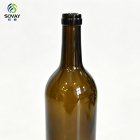 Bouteille de vin vide de 750 ml, style Bordeaux, en verre sodocalcique de qualité alimentaire, pour l'emballage de vin rouge et de vin de fruits