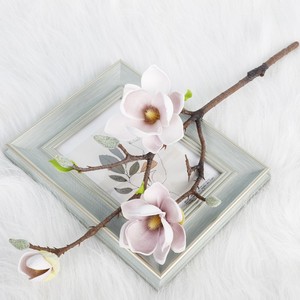 Fleur de Magnolia Artificielle 51cm de Long Blanc Haute Simulation Soie Plante Décorative Décoration de Mariage - Product Image 2