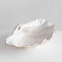 Modern wit gouden rand keramiek schaalvormig ornament bord creatief schaalvormig fruitbord vis dessert schaal bord