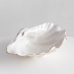 <span class=keywords><strong>Assiette</strong></span> décorative moderne en céramique blanche à bord doré, en forme <span class=keywords><strong>de</strong></span> coquille, créative, pour fruits, poisson ou desserts - Product Image 6