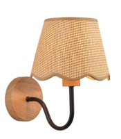 Lampe murale scandinave en bois avec abat-jour en rotin, douille E27, éclairage mural pour chambre à coucher